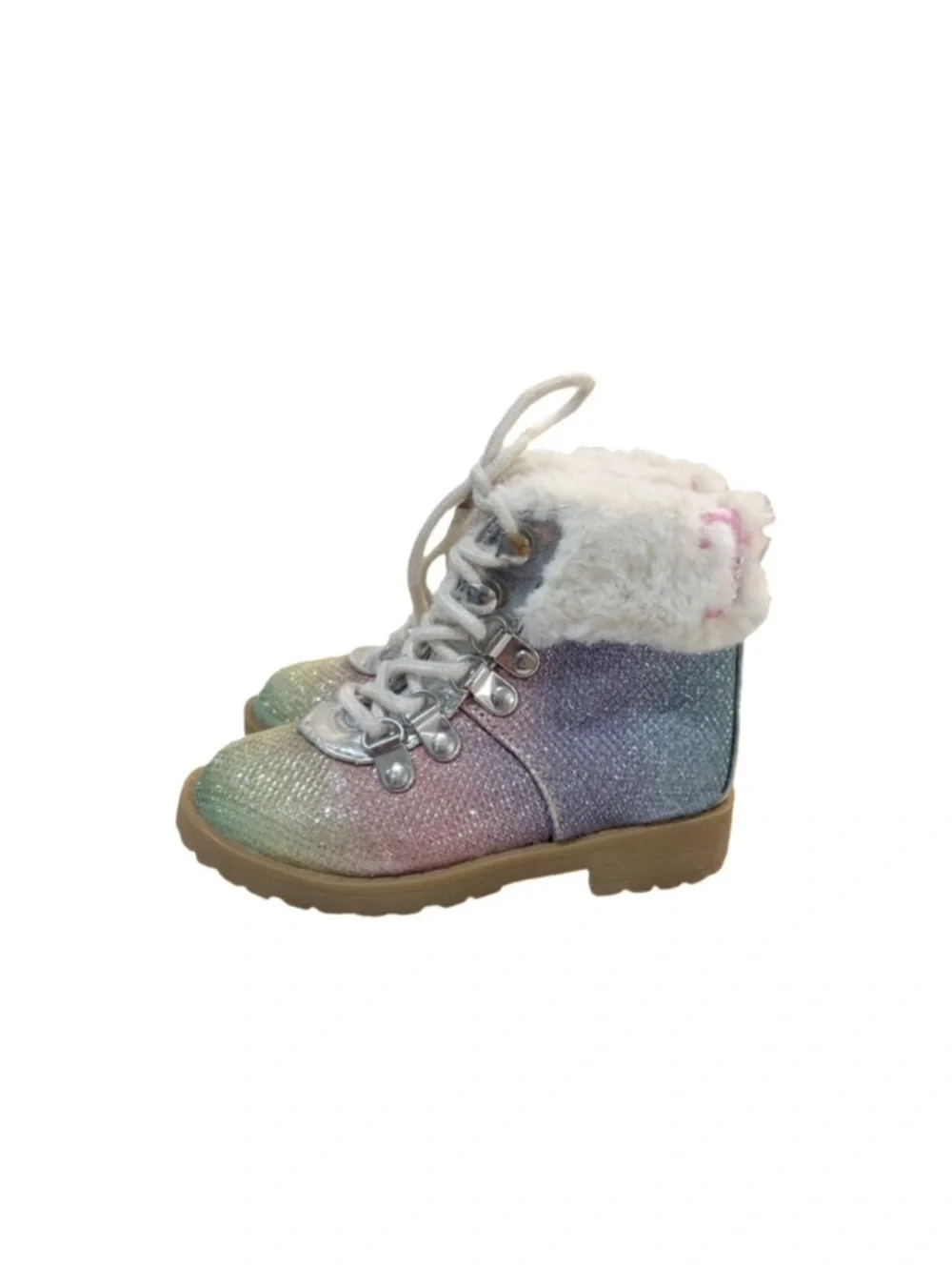 Juicy Couture Rainbow Glitter Boots Star Girl Party Pink Green Purple Size 6